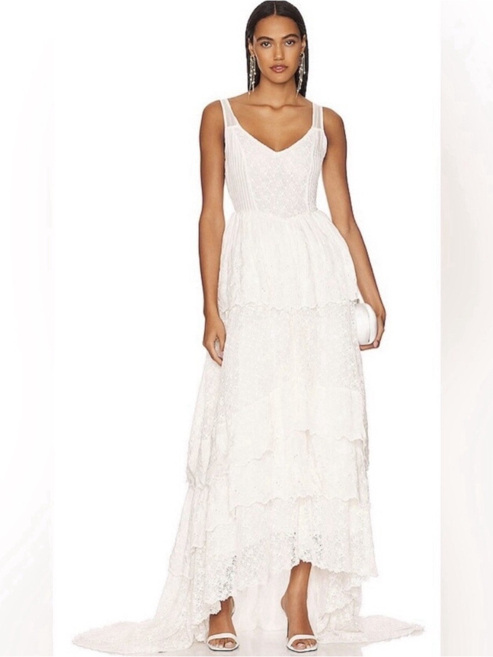 NWT LoveShackFancy Sarabi Silk & Cotton Maxi Gown In True White